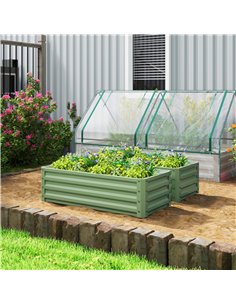 Outsunny Set of Two 110 x 50cm Steel Planter Boxes -  Light Green 2