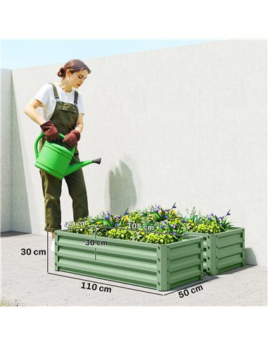 Outsunny Set of Two 110 x 50cm Steel Planter Boxes -  Light Green