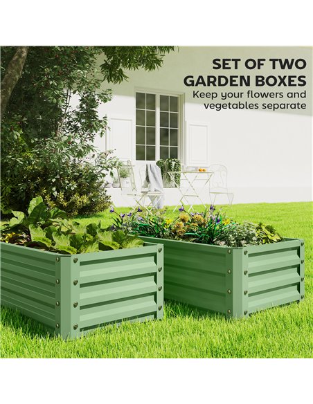 Outsunny Set of Two 110 x 50cm Steel Planter Boxes -  Light Green - pic 205365 | FastDaddyshop