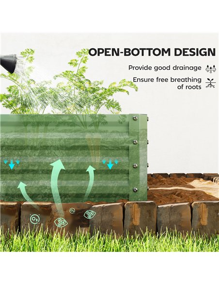 Outsunny Set of Two 110 x 50cm Steel Planter Boxes -  Light Green - pic 205366 | FastDaddyshop