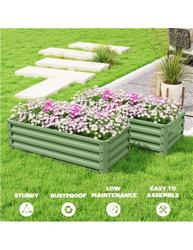 Outsunny Set of Two 110 x 50cm Steel Planter Boxes -  Light Green