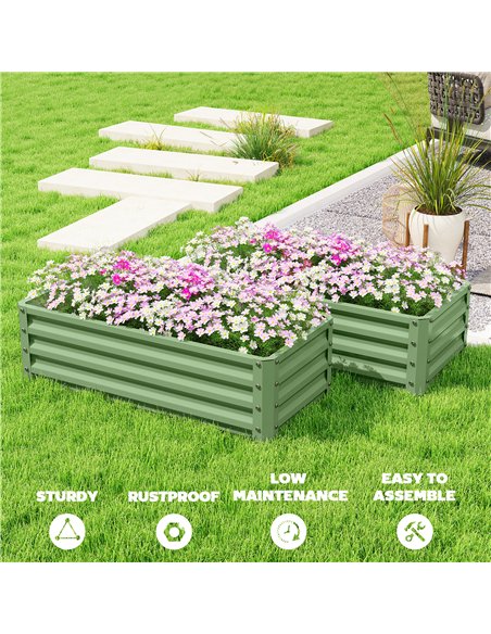 Outsunny Set of Two 110 x 50cm Steel Planter Boxes -  Light Green - pic 205368 | FastDaddyshop