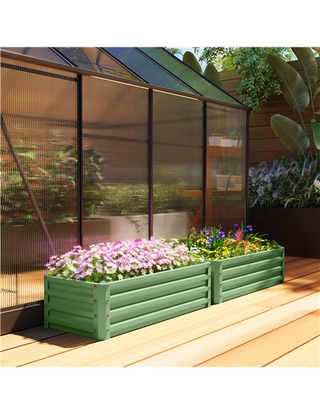 Outsunny Set of Two 110 x 50cm Steel Planter Boxes -  Light Green - pic 205369 | FastDaddyshop