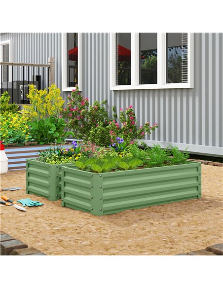 Outsunny Set of Two 110 x 50cm Steel Planter Boxes -  Light Green - pic 205370 | FastDaddyshop