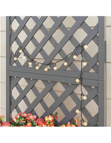 Outsunny Wood Planter with Trellis for Climbing Plants, Raised Bed, Planter Box with Drainage Holes to Grow Herbs Flowers, Grey