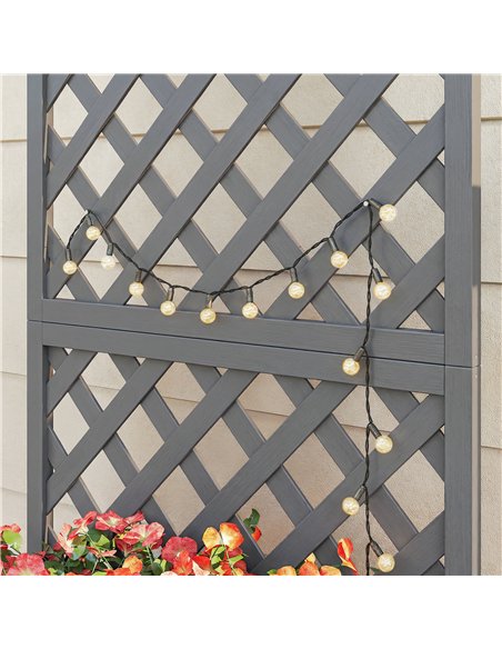 Outsunny Wood Planter with Trellis for Climbing Plants, Raised Bed, Planter Box with Drainage Holes to Grow Herbs Flowers, Grey - pic 205379 | FastDaddyshop