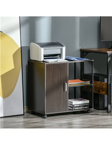 HOMCOM Printer Stand, Home Office Mobile Storge, Walnut Brown
