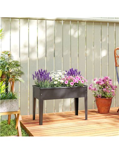 Outsunny Raised Planter, Metal Raised Garden Bed on Legs with Drainage Hole and Foot Covers, Black