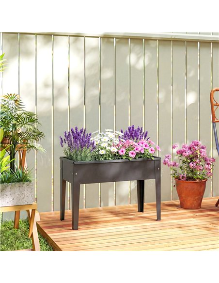Outsunny Raised Planter, Metal Raised Garden Bed on Legs with Drainage Hole and Foot Covers, Black - pic 205390 | FastDaddyshop