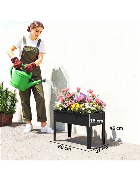 Outsunny Raised Planter, Metal Raised Garden Bed on Legs with Drainage Hole and Foot Covers, Black - pic 205391 | FastDaddyshop
