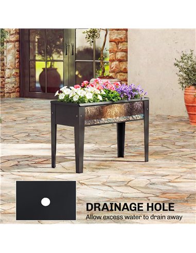 Outsunny Raised Planter, Metal Raised Garden Bed on Legs with Drainage Hole and Foot Covers, Black