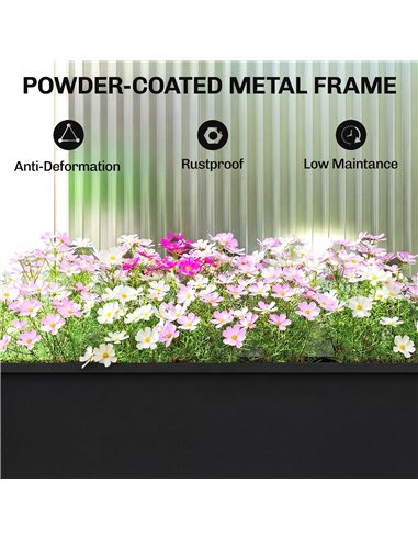 Outsunny Raised Planter, Metal Raised Garden Bed on Legs with Drainage Hole and Foot Covers, Black