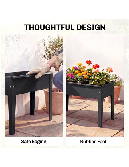 Outsunny Raised Planter, Metal Raised Garden Bed on Legs with Drainage Hole and Foot Covers, Black - pic 205394 | FastDaddyshop