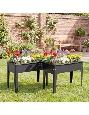 Outsunny Raised Planter, Metal Raised Garden Bed on Legs with Drainage Hole and Foot Covers, Black