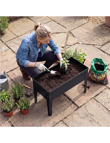 Outsunny Raised Planter, Metal Raised Garden Bed on Legs with Drainage Hole and Foot Covers, Black - pic 205397 | FastDaddyshop