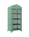 Outsunny 4 Tier Mini Portable Greenhouse Compact Plant Grow Shed Metal Frame PE Cover with Lockable Rolling Wheels , Green