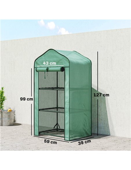 Outsunny Three-Tier Mini Greenhouse - Green - pic 205418 | FastDaddyshop