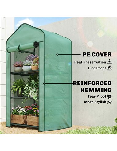 Outsunny Three-Tier Mini Greenhouse - Green