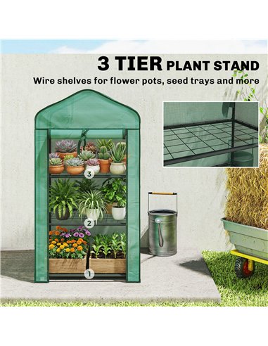 Outsunny Three-Tier Mini Greenhouse - Green