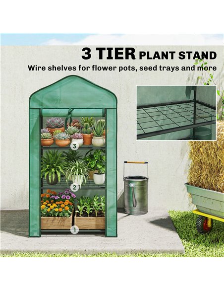 Outsunny Three-Tier Mini Greenhouse - Green - pic 205420 | FastDaddyshop