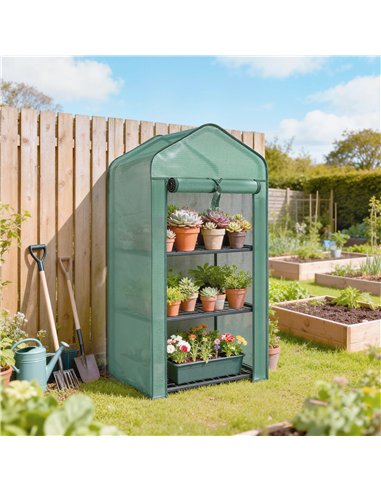 Outsunny Three-Tier Mini Greenhouse - Green