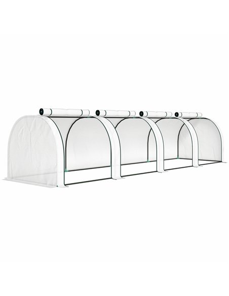 Outsunny 395  x 100 cm Low Tunnel Greenhouse - White - pic 205425 | FastDaddyshop