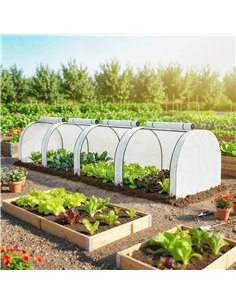 Outsunny 395  x 100 cm Low Tunnel Greenhouse - White 2