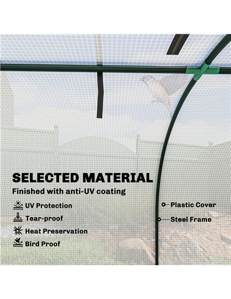 Outsunny 395  x 100 cm Low Tunnel Greenhouse - White - pic 205428 | FastDaddyshop