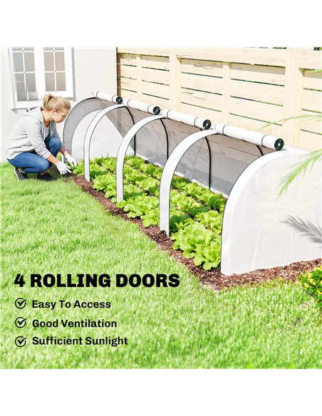 Outsunny 395  x 100 cm Low Tunnel Greenhouse - White - pic 205430 | FastDaddyshop