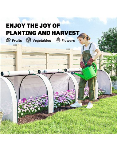 Outsunny 395  x 100 cm Low Tunnel Greenhouse - White
