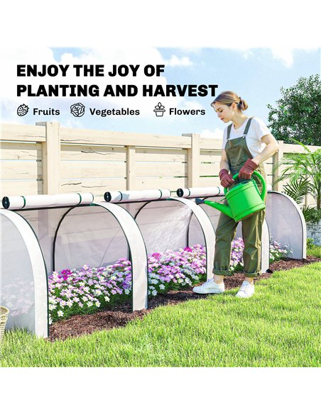 Outsunny 395  x 100 cm Low Tunnel Greenhouse - White - pic 205431 | FastDaddyshop