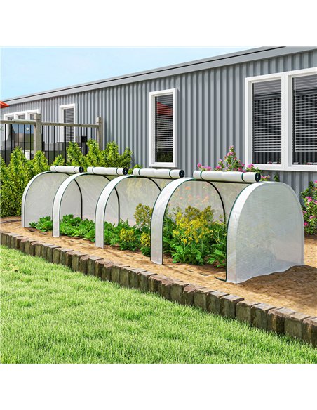 Outsunny 395  x 100 cm Low Tunnel Greenhouse - White - pic 205432 | FastDaddyshop