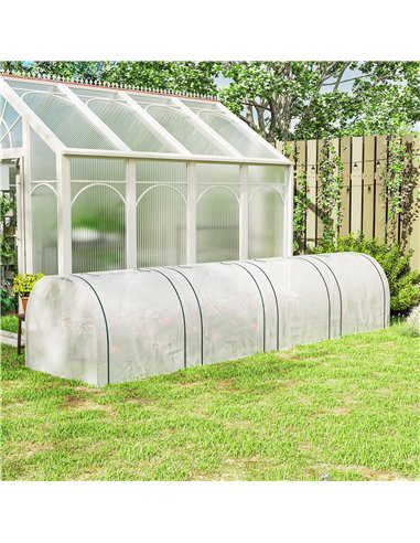 Outsunny 395  x 100 cm Low Tunnel Greenhouse - White
