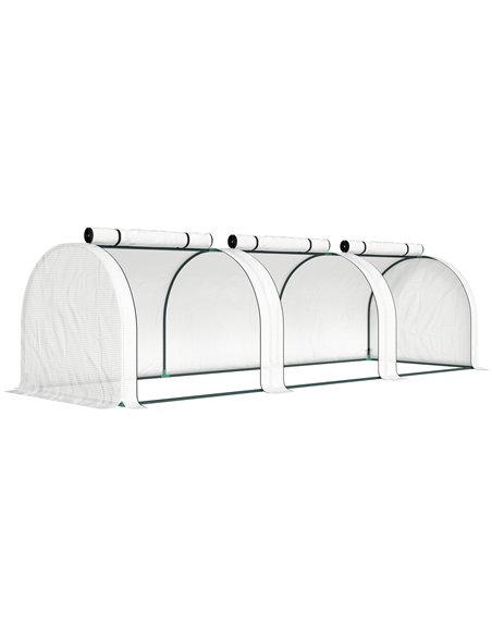 Outsunny 295  x 100 cm Low Tunnel Greenhouse - White - pic 205434 | FastDaddyshop