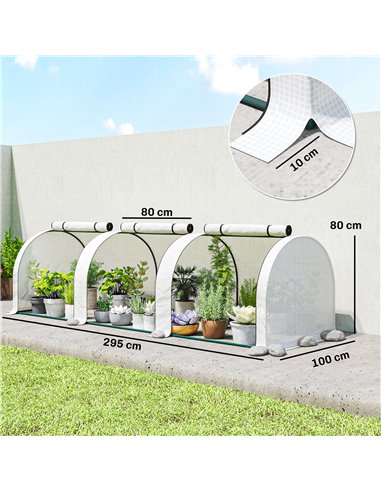 Outsunny 295  x 100 cm Low Tunnel Greenhouse - White