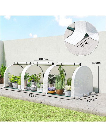 Outsunny 295  x 100 cm Low Tunnel Greenhouse - White - pic 205436 | FastDaddyshop