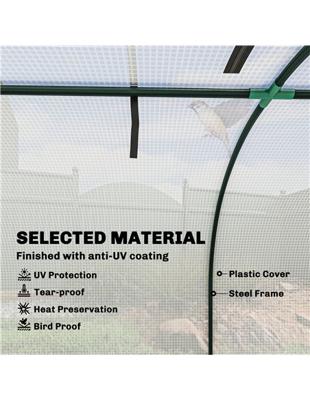 Outsunny 295  x 100 cm Low Tunnel Greenhouse - White - pic 205437 | FastDaddyshop