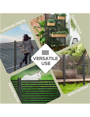 Outsunny Garden Fence with 2 Standing Ways for Hard & Soft Ground, Decorative Outdoor Divider, Animal Barrier Fence, Brown
