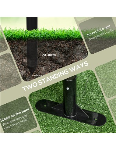 Outsunny Garden Fence with 2 Standing Ways for Hard & Soft Ground, Decorative Outdoor Divider, Animal Barrier Fence, Brown