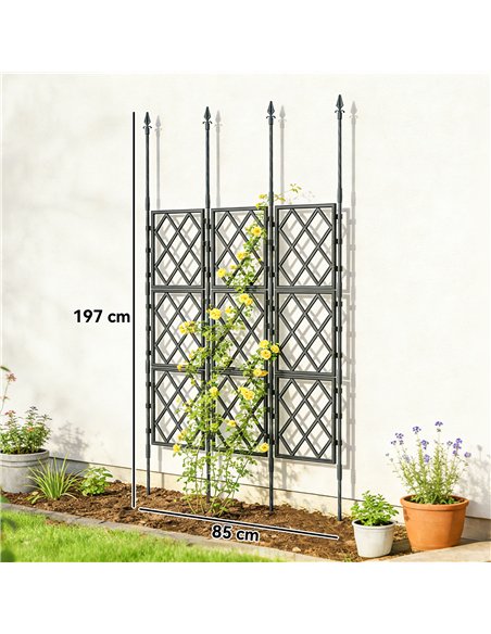 Outsunny Foldable Garden Trellis, Lattice Climbing Support Trellis for Garden, DIY Assembly, 85 x 197 cm, Black - pic 205463 | FastDaddyshop