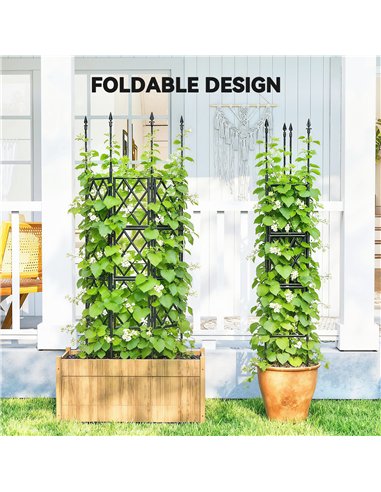Outsunny Foldable Garden Trellis, Lattice Climbing Support Trellis for Garden, DIY Assembly, 85 x 197 cm, Black