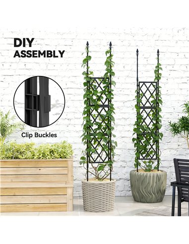 Outsunny Foldable Garden Trellis, Lattice Climbing Support Trellis for Garden, DIY Assembly, 85 x 197 cm, Black