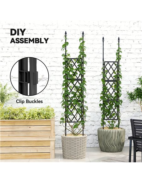 Outsunny Foldable Garden Trellis, Lattice Climbing Support Trellis for Garden, DIY Assembly, 85 x 197 cm, Black - pic 205465 | FastDaddyshop