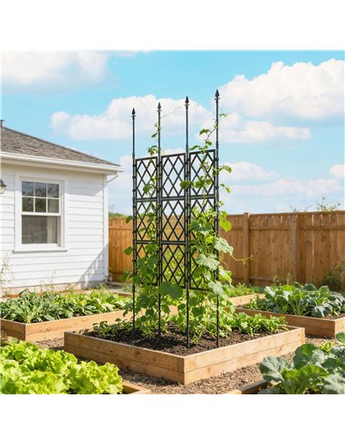 Outsunny Foldable Garden Trellis, Lattice Climbing Support Trellis for Garden, DIY Assembly, 85 x 197 cm, Black