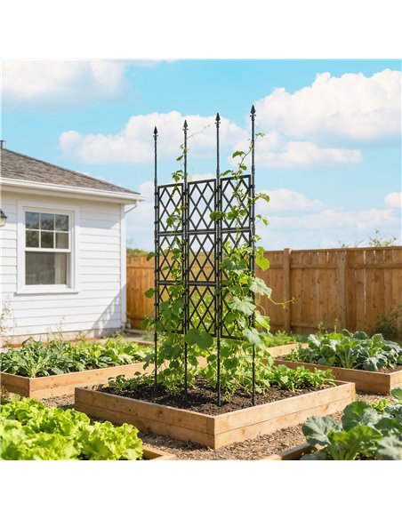 Outsunny Foldable Garden Trellis, Lattice Climbing Support Trellis for Garden, DIY Assembly, 85 x 197 cm, Black - pic 205467 | FastDaddyshop