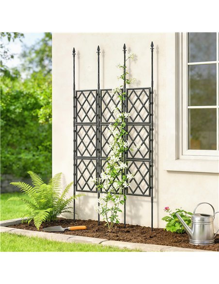 Outsunny Foldable Garden Trellis, Lattice Climbing Support Trellis for Garden, DIY Assembly, 85 x 197 cm, Black - pic 205469 | FastDaddyshop
