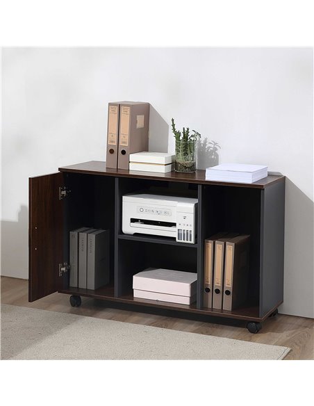 HOMCOM File Cabinet with Rolling Wheels, Printer Stand for Home Office, Walnut Brown & Gray - pic 20547 | FastDaddyshop