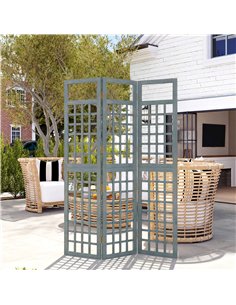 Outsunny 3-Panel Garden Privacy Screen, Freestanding Foldable Wooden Outdoor Divider/Trellis, Decorative Privacy Screen, Grey 2