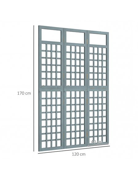 Outsunny 3-Panel Garden Privacy Screen, Freestanding Foldable Wooden Outdoor Divider/Trellis, Decorative Privacy Screen, Grey - pic 205472 | FastDaddyshop
