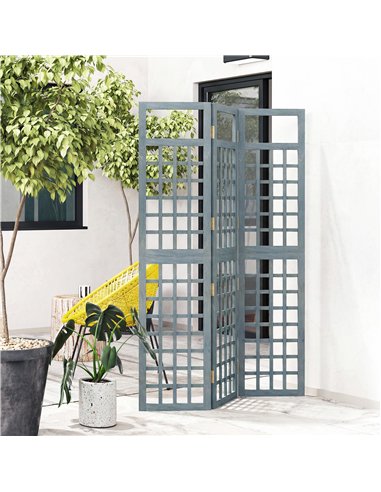 Outsunny 3-Panel Garden Privacy Screen, Freestanding Foldable Wooden Outdoor Divider/Trellis, Decorative Privacy Screen, Grey